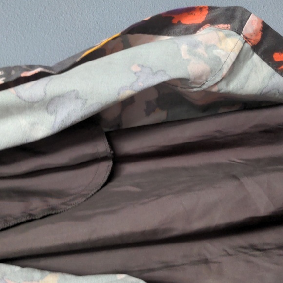 sz 6 Grey floral tea length dress sleeveless pockets fully lined hidden zipper - Picture 6 of 13